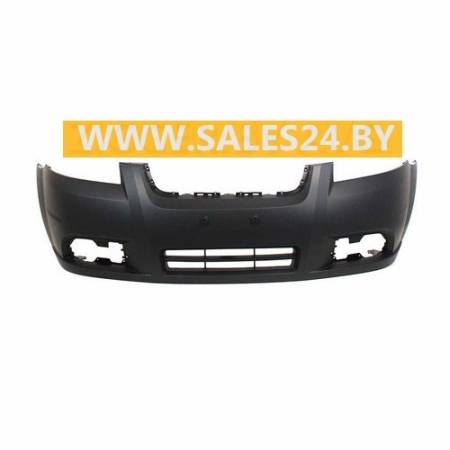 Бампер передний черный с отв. под противотуманки (СЕДАН) CHEVROLET AVEO T250 2005-2011 | AVG / Чехия - Тайвань - Китай
