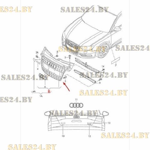 Решетка радиатора 12-16 S LINE серая,молдинг хром =8T0853651HT94 AUDI A5 2007-2015 | AVG / Чехия — Тайвань — Китай