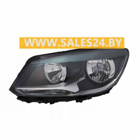 Фара передняя электрическая двойная левая черный обод H7 + H15 VW TOURAN 2010-2014 / VW CADDY 2010-2015 | TYC / Тайвань