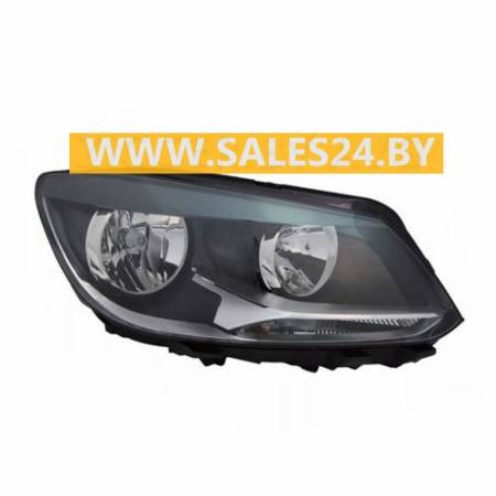 Фара передняя электрическая двойная правая черный обод H7 + H15 VW TOURAN 2010-2014 / VW CADDY 2010-2015 | TYC / Тайвань