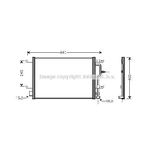 Радиатор кондиционера AUDI A4 (All 02/03-10/04) P567*402*16 (M/A)