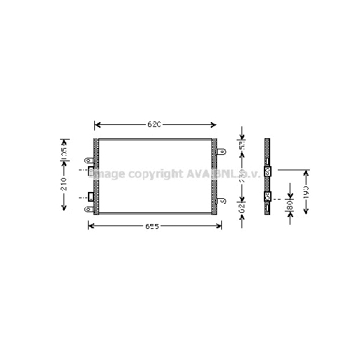 Радиатор кондиционера ALFA ROMEO 147 (1.6,2.0i-16v 10/00-) P570*345*16 (M)