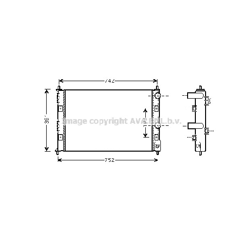 Радиатор охл. ДВС CHRYSLER SEBRING (2.0-2.7 2001-) P675*400*26 (A.KL+/-)