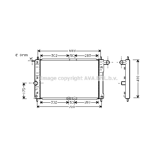 Радиатор охл. ДВС DAEWOO LANOS (1.5-1.6 97-) P635*380*16 (M.KL+/-)