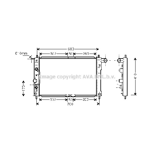 Радиатор охл. ДВС DAEWOO LANOS (1.5-1.6 97-) P635*380*16 (A.KL+/-)