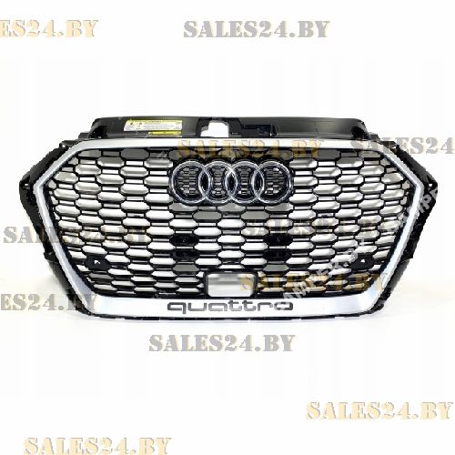 Решетка радиатора 16-21 RS(Сетка) черная+рамка серая(надпись QUATTRO) =8V5853651R=8V5853651S AUDI A3 2012-2016 | AVG / Чехия — Тайвань — Китай