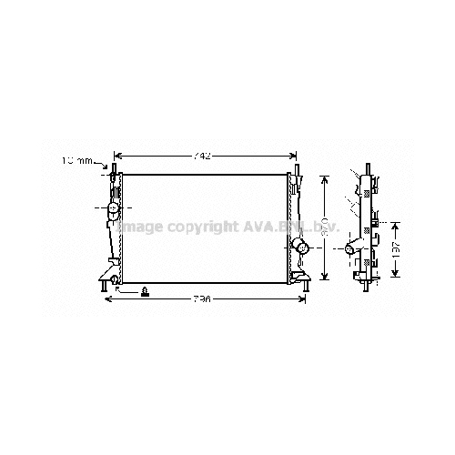 Радиатор охл. ДВС FORD C-MAX (ALL 04-) P672*380*18 (M/A.KL+/-)