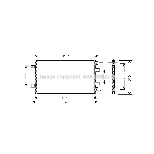 Радиатор кондиционера FIAT PUNTO (1.2i 16V 09/00-01) P559*312*22