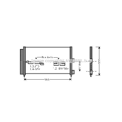 Радиатор кондиционера FIAT PUNTO (1.2i-1.4i 16V, 1.3JTD 06/03-) P570*310*16