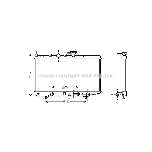 Радиатор охл. ДВС KIA RIO (1.3-1.5 i 07/00-07/02) P650*350*26 (A.KL+/-)