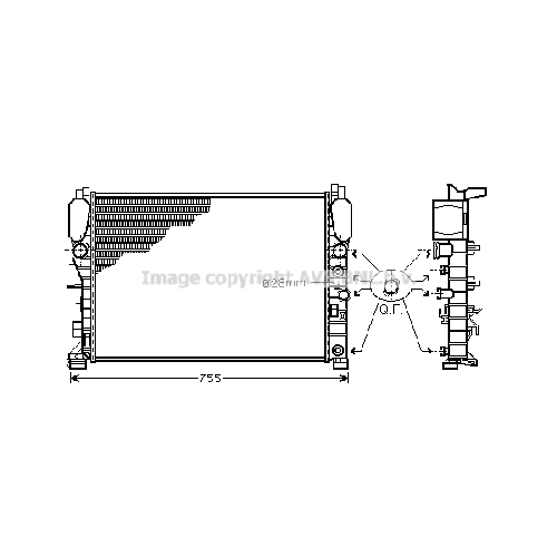 Радиатор охл. ДВС MERCEDES W211 (2.4-3.2i 02-) P640*455*18 (M/A.KL+/-)