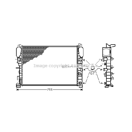 Радиатор охл. ДВС MERCEDES W211 (2.2 CDI 02-) P640*455*24 (M/A.KL+/-)