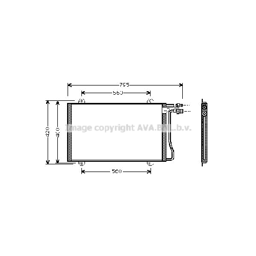 Радиатор кондиционера MERCEDES SPRINTER (2.3-2.9D,2.2, ALL 00- 02/95-05/06) P630*380*16 (M/A)