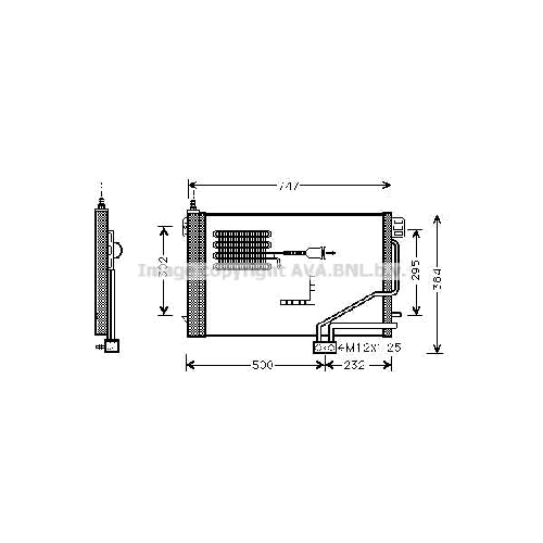 Радиатор кондиционера MERCEDES W203 (2,2-3,0 CDi 09/00-04) P640*374*16 (M/A)