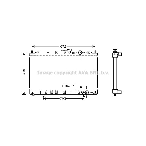 Радиатор охл. ДВС MITSUBISHI SPASE WAGON (1.8-2.0 92-98) P661*375*17 (M.KL+/-)