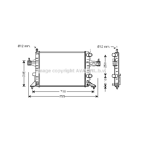 Радиатор охл. ДВС OPEL COMBO (1.1/1.2 00- ) P540*375*26 (M.KL+/-)