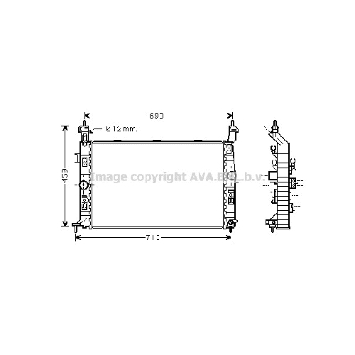 Радиатор охл. ДВС OPEL MERIVA (1.6-1.8 04/03-) P608*375*24 (M.KL+/-)