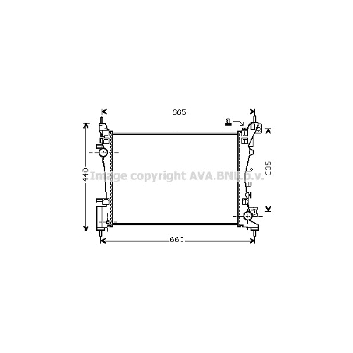 Радиатор охл. ДВС OPEL CORSA (1.2-1.4i 01/10-) P540*375*26 (M/A.KL+/-)