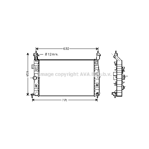 Радиатор охл. ДВС OPEL MERIVA (1.4i, 1.8i 07/03-05/10) P605*372*14 (M/A.KL+/-)