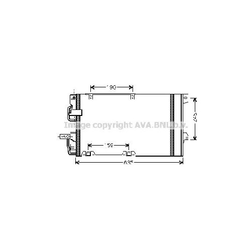 Радиатор кондиционера OPEL ASTRA (ALL без интеркул. 02-) P555*382*16 (M/A)