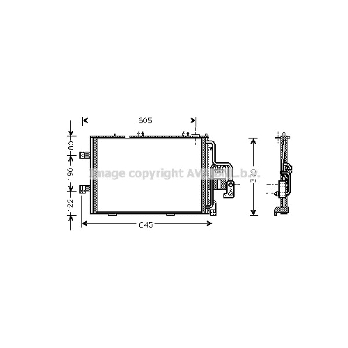 Радиатор кондиционера OPEL CORSA (1.0-1.8i 08/03-10/04) P540*380*16 (M/A)