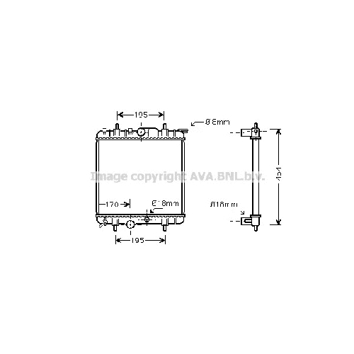 Радиатор охл. ДВС CITROEN XSARA (1.4 16V 00-) P405*378*18 (M.KL+)