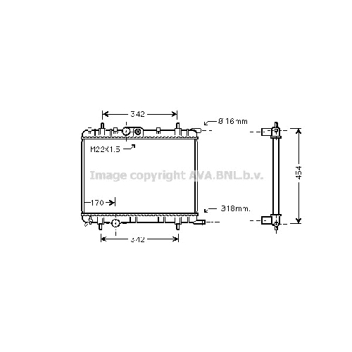 Радиатор охл. ДВС CITROEN XSARA (1.8-2.0,16V 02-) P541*378*23 (M.KL+)