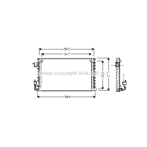 Радиатор кондиционера PEUGEOT 106 (1.0-1.6i,1.5D 04/96-) P540*313*25 (M/A)