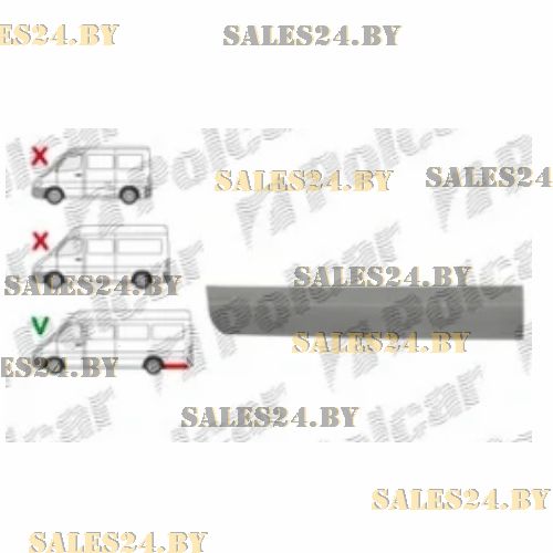 Задняя часть левого заднего крыла MERCEDES SPRINTER 901-904 / VW LT 28-35 1995-2006 [длинная база] | POLCAR / Польша