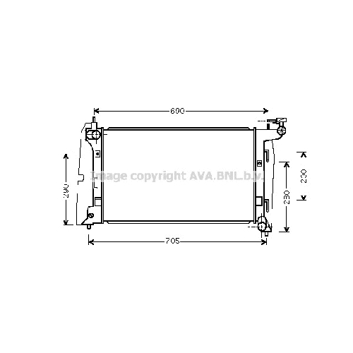Радиатор охл. ДВС TOYOTA COROLLA (1.4-1.8 16V VVTI 02/00-) P600*350*16 (A.KL+/-)