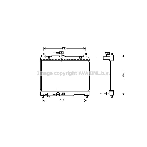 Радиатор охл. ДВС TOYOTA YARIS (1.0 99-) P485*348*16 (M.KL+/-)