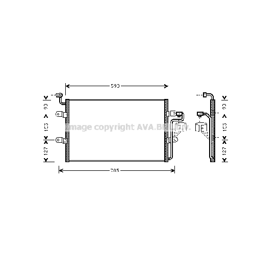Радиатор кондиционера SEAT IBIZA ( All 04/99-09/02 ) P525*362*22